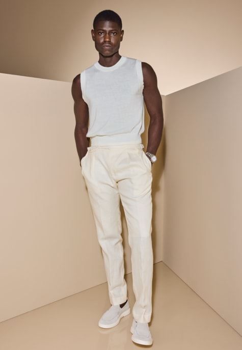 white pants with white hayes slip on