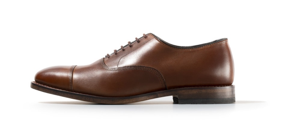 Brown cap-toe oxford dress shoe for men