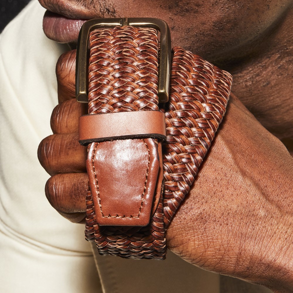 Cross Street Stretch Woven Leather Casual Belt | Men's Belts | Allen Edmonds